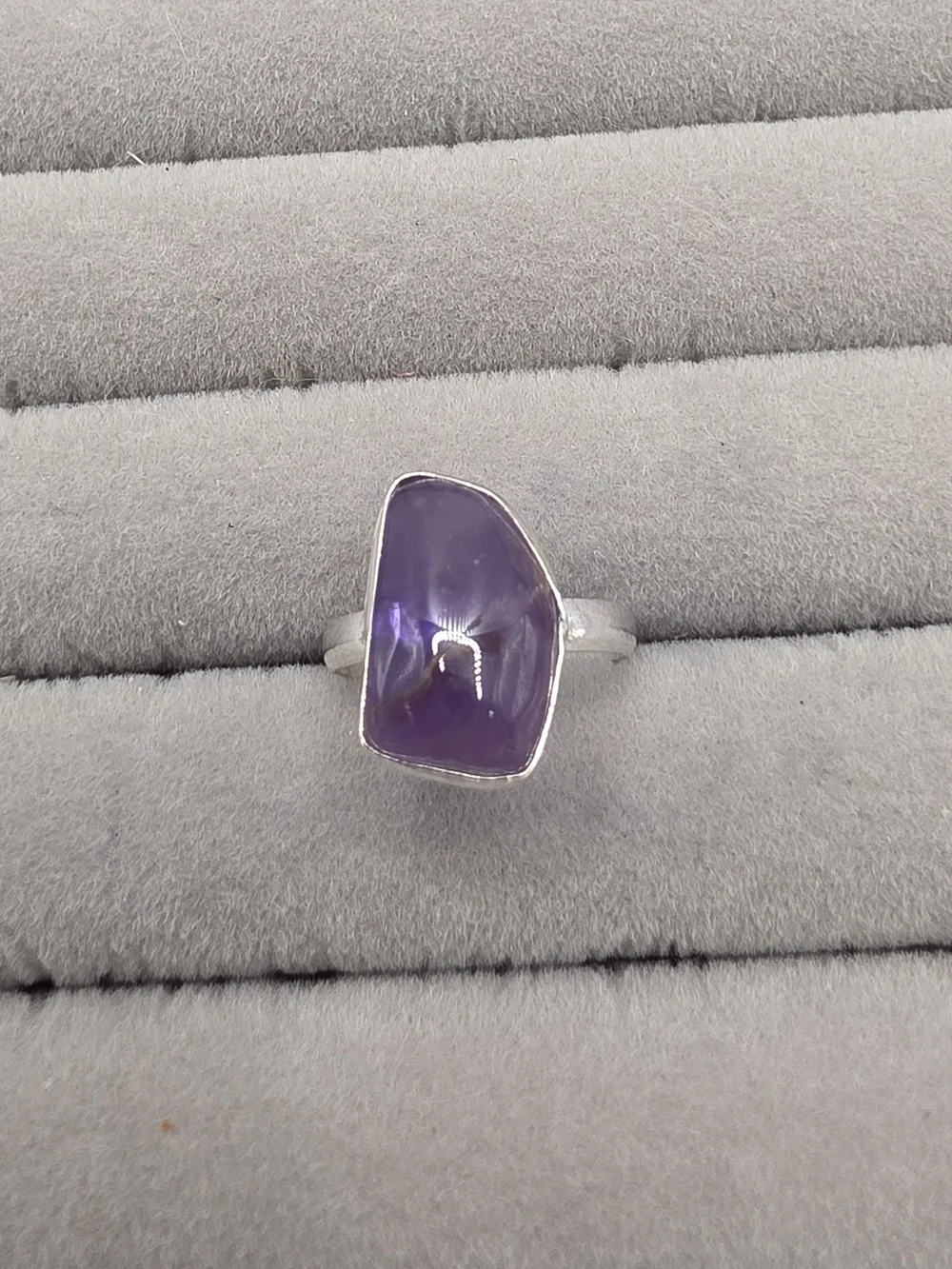 Silver Plated Purple Amethyst Statement Ring Size 6 1/2